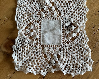 White Cotton & Crocheted Doily