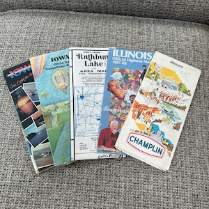Vintage Landkarte, Landkarte, Iowa, Illinois, Lake Rathbun, State Map, Vintage State Map, Transportmittel, Vintage