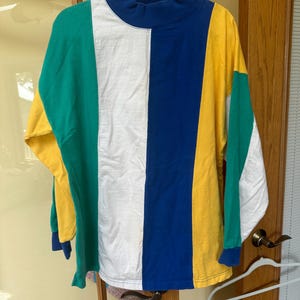 Vintage long sleeve top, vintage clothes, vintage women&#39;s top, long sleeve t-shirt, vintage clothing, color block,