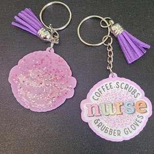 Nurse Keychain, Coffe, Scrubs & Rubber Gloves