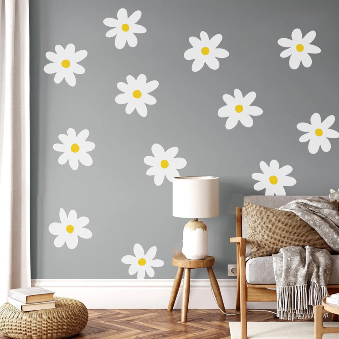 Daisy Flowers Boho Wall Decals Etsy