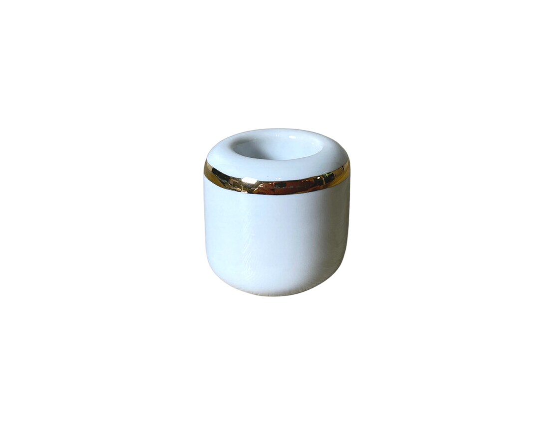 White Chime Candle Holder - Ceramic With Gold Band - Etsy