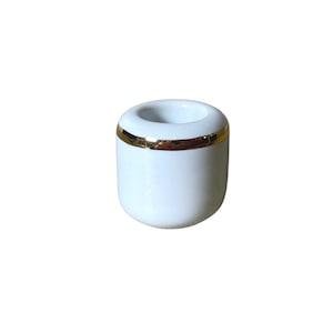 White Chime Candle Holder - Ceramic with Gold Band