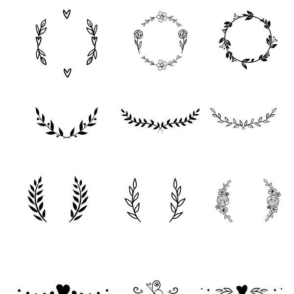 Branches SVG / Leaves SVG / Flowers svg. Vector / Hand Drawn SVG / Files for Cricut / Vector / Laser cutter / Inkscape