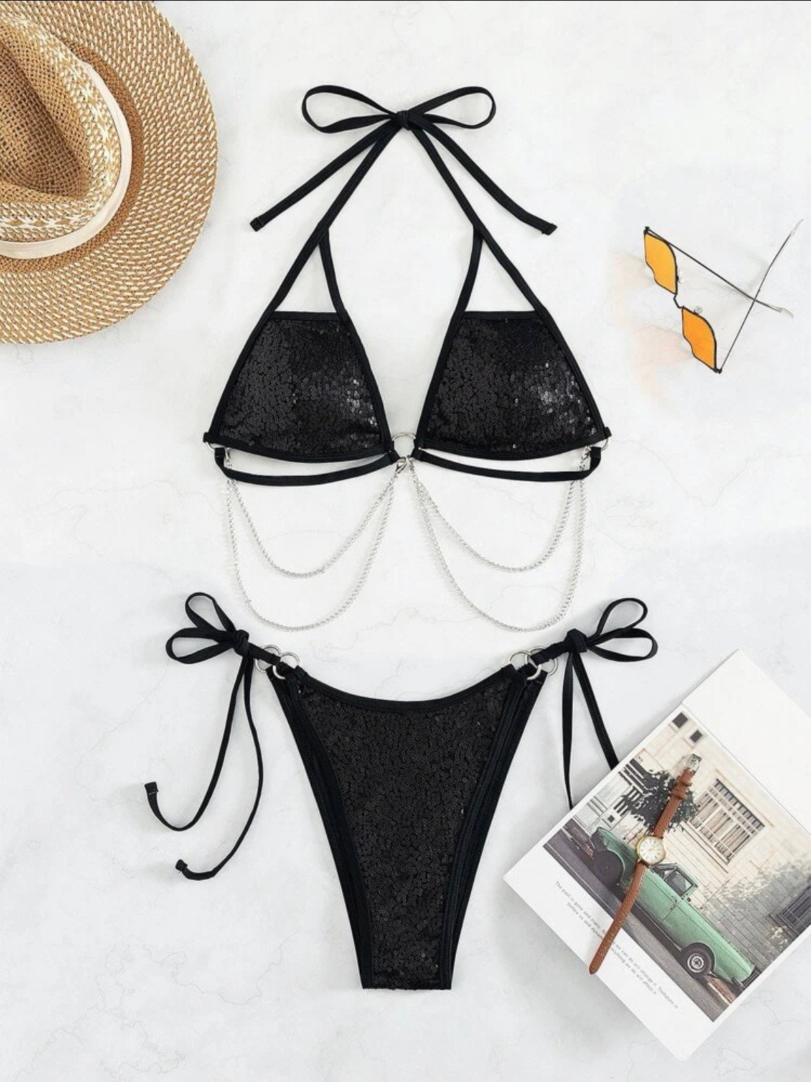 Black Sequin Bikini Top atelieryuwa.ciao.jp