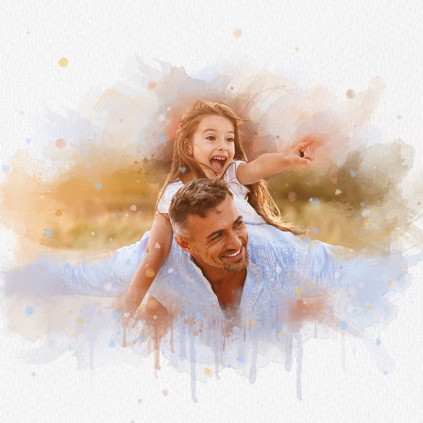 Personalized Watercolor Family Portrait Painting, Memorial Gift (Digital File)