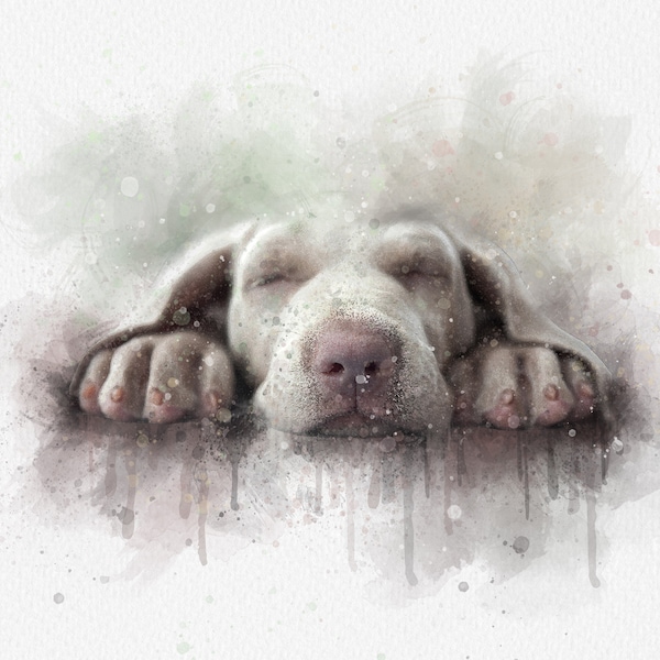 Custom Watercolor Pet Portrait From Photo, Dog Memorial Gift