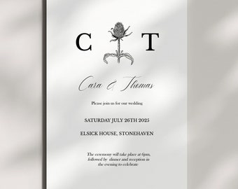 Monogram Thistle Invitation Suite - Templett Template