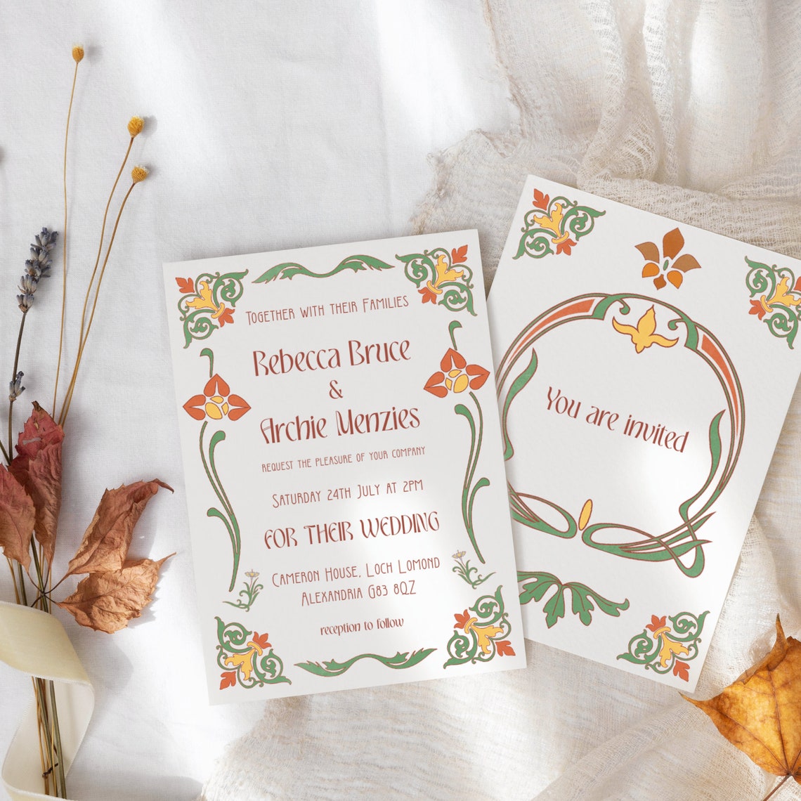 Art Nouveau Wedding Invitation Template Bundle Invitation Etsy Art Nouveau Wedding Invitation Template Bundle Invitation Etsy