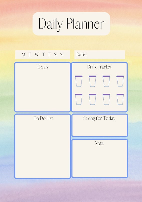 Daily Planner Printable PDF Digital Download Etsy
