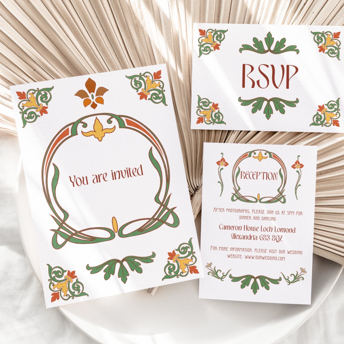 Art Nouveau Wedding Invitation Template Bundle Invitation Etsy Art Nouveau Wedding Invitation Template Bundle Invitation Etsy