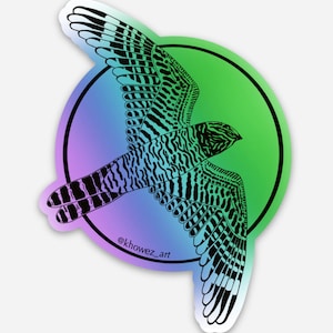 3x3 Lesser Nighthawk Vinyl Sticker, Bird Sticker, Nature Sticker, Wildlife Art, Nightjar, Digital Illustration