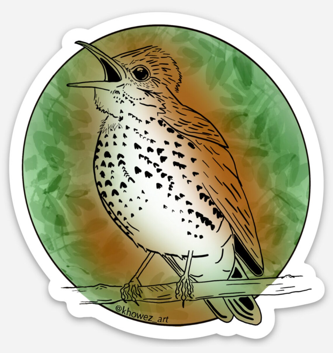 Thrush Bird Sticker Wood Thrush Vinyl Sticker: Geometric Bird Art, Nature Decal - Etsy