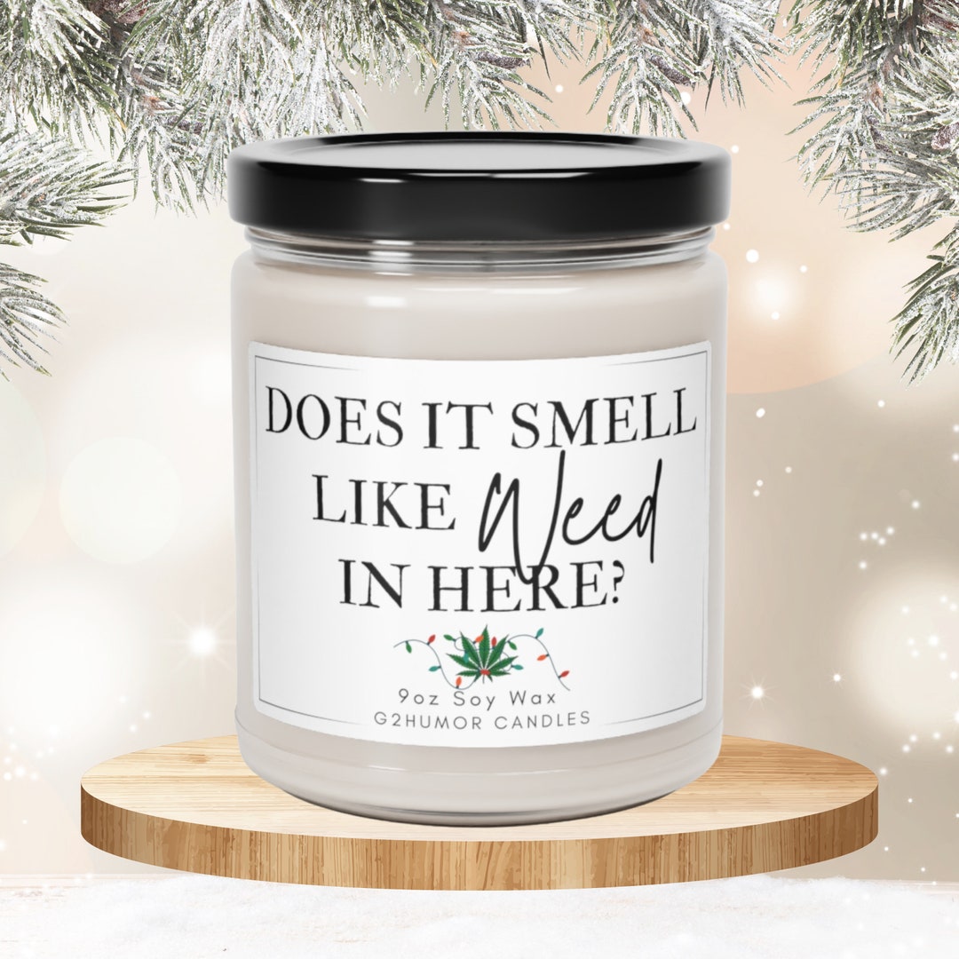 Weed Candle Funny Christmas Gift for Smoker Xmas Dispensary Decor