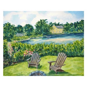Acquerello - Wickford Adirondacks - Stampa giclée - Arte del giardino del Rhode Island