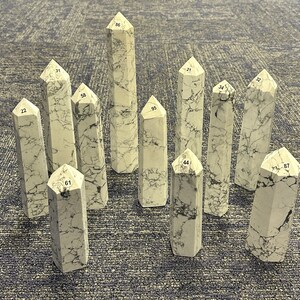 Howlite Towers, Crystal Towers, Crystal Points, metaphysical healing crystals