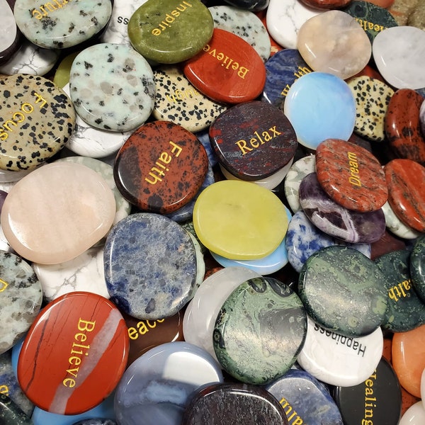 Word Stones Inspirational, Metaphysical Healing Stones, Inspirational Word Palm Stones, Spiritual Gifts, Pocket Stones, Positivity Stones