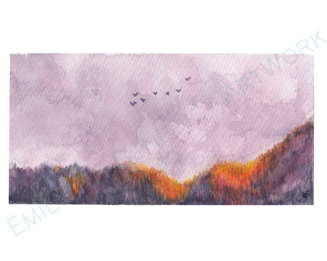The Meadows Original Watercolor Print, Bellingham Bay Sunset, WA State