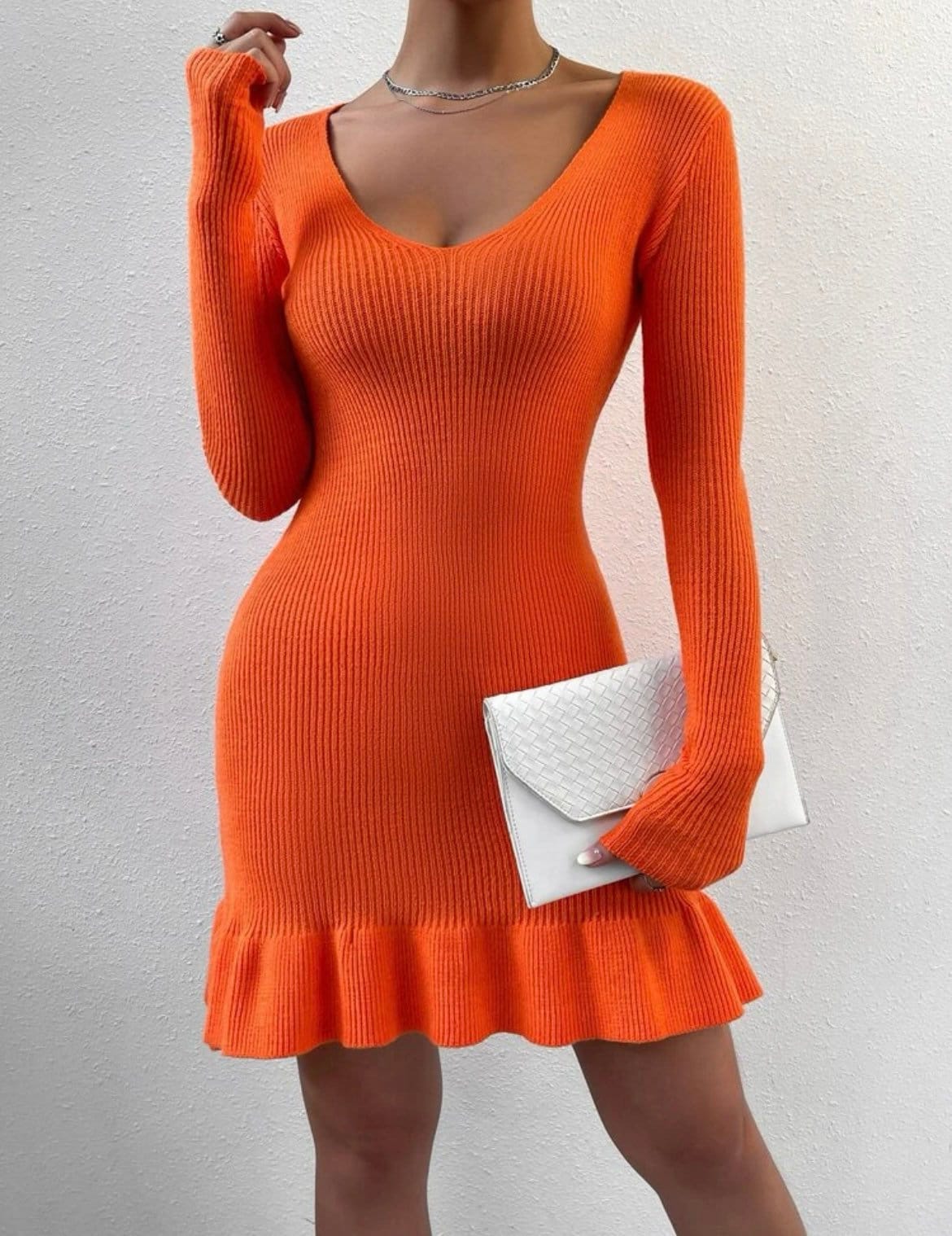 bright orange jumper dress