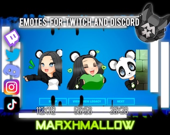 Kawaii Panda Team Leader Emotes | Anime Twitch and Discord (Digital Download)
