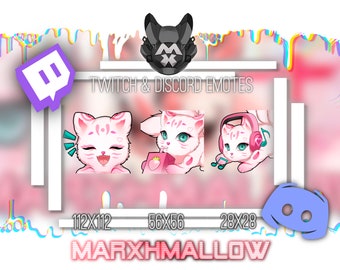Kawaii Pink Kitsune Fox Demon Emotes for Twitch Streaming