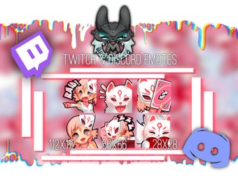 Kawaii Kitsune Ninja Girl Emotes | Twitch and Discord (Digital Download)