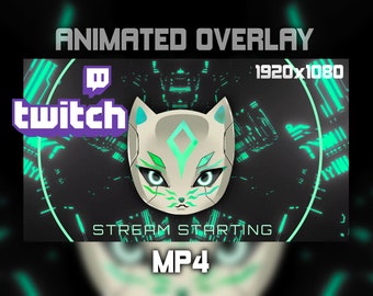 Cyberpunk Cat Twitch Overlay | Animated Bakeneko Screens (MP4)