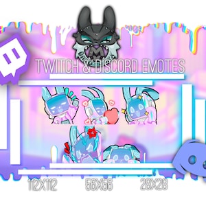 Cyberpunk Bunny Kawaii Emotes for Twitch and Discord | Cute Chibi Rabbit Robot Cyberpunk Twitch Emotes