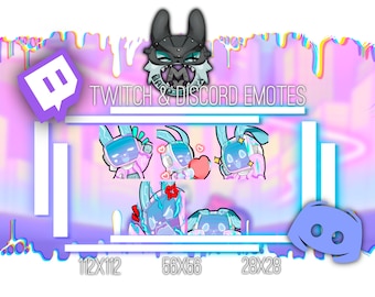 Cyberpunk Bunny Emotes for Twitch and Discord | Kawaii Chibi Robot
