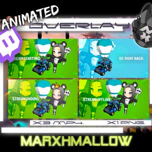 Battle Royale Panda Leader x3 Pantallas superpuestas de Twitch animadas Kawaii y x 1 Opciones estáticas/personalizadas disponibles