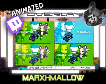 Kawaii Panda Leader Animated Twitch Overlay Screens (x3 MP4, x1 PNG)