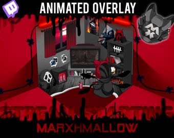 Kawaii Chill Lo-fi Ghosty Red Room Doll House Isometric Bedroom animated Overlay | Dead By Daylight