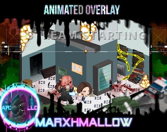 Kawaii DBD Jill Valentine x Nemesis Animated Isometric Twitch Overlay | Chibi Dead By Daylight Horror Y2K Anime Streaming Overlay