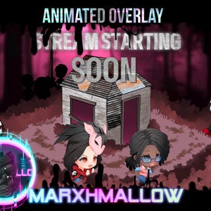 Superposición isométrica animada de Twitch de Kawaii DBD The Pig x Claudette / Superposición de transmisión de anime de terror Y2K de Chibi Dead By Daylight