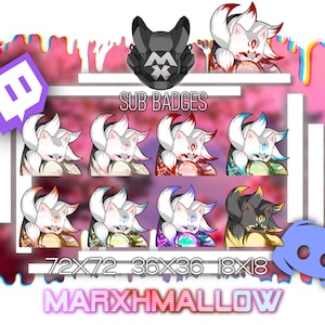 9 Tail Demon Fox Kitsune Sub badges for Twitch Kawaii twitch sub badges Kitsune  emotes for twitch and discord