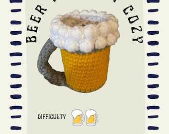 Gehäkelte Bierkrug Dose Cozy Muster - Neuheit DIY Geschenk (Digitaler Download)