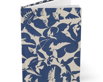 Blue Birds Hardcover Journal, Notizbuch, Gästebuch, Abschlussfeier, Baby-Dusche, Schwangerschaft Journal, Matt Hardcover Design, Größe 15,75 "x 8"