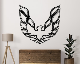 Metalen muurkunst Firebird-logo: Pontiac-bord met poedercoating