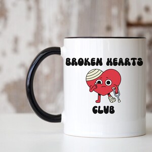 Funny Retro Valentines Day Coffee Mug, Broken Heart Valentines Day Mug, Sad Valentines Day Cup, Adult Humor Mug, Singles Valentine Mug