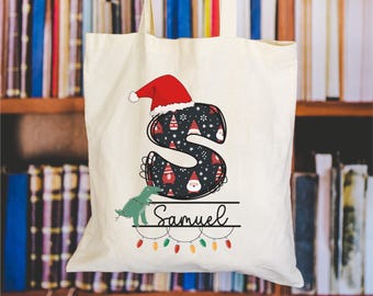 Borsa per libri personalizzata, borsa per biblioteca con nome personalizzato, borsa regalo di Natale per ragazzi, regali di compleanno per bambini, borsa in tela per bambini