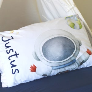 Personalized Kids Space Themed Full Size Pillowcase Cover with Alien or Astronaut - Great Birthday Slumber Party favors, Toddler Pillowcase