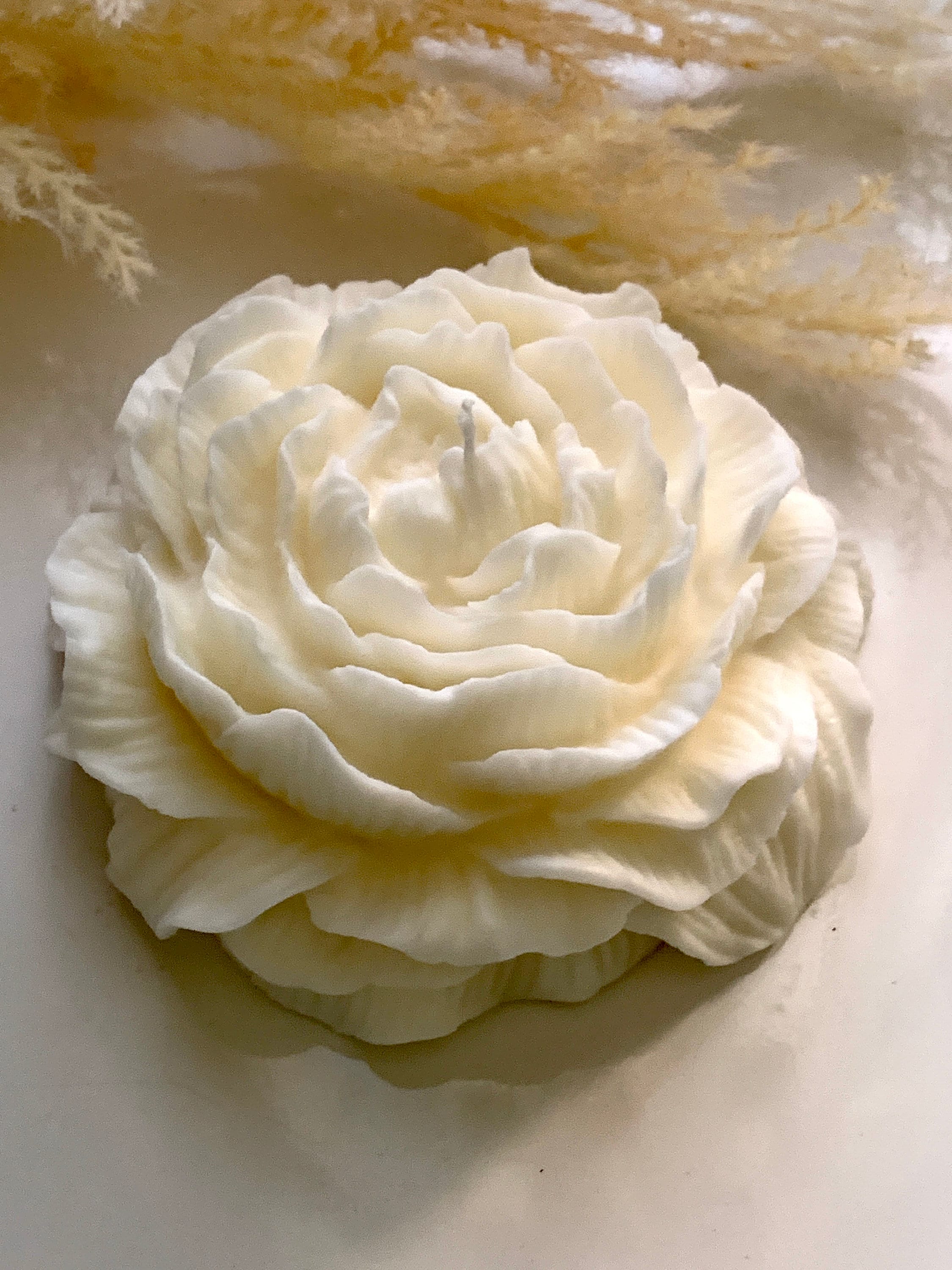 Extra Large Peony Candle: Unscented Floral Home Decor
