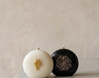 Minimalistische Kerze | Skulpturale Keramik Style Kerze | Duftneutral | Modernes Schwarz und Weiß Home Decor