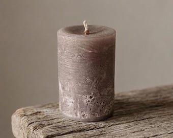 Unscented Rustic Chic Gray Pillar Candle | Hand Poured Pillar Candle |