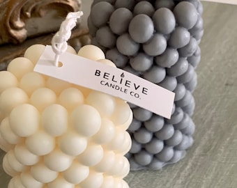 Tall Bubble Candle: Unscented Soy Wax Home Decor