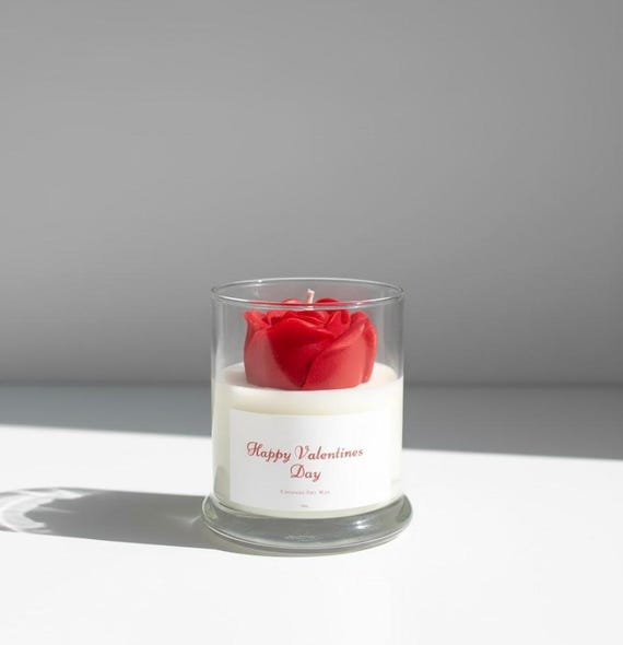 Valentines Red Rose Candle Jar | Valentine Gift | Coconut Soy Candle