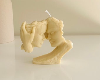 Lovers Sculpture Candle: Unscented Pillar Candle Gift