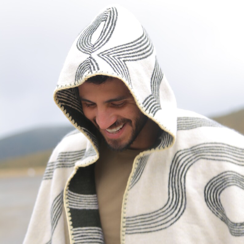 Poncho With Hood, Reversible, Ruana Wrap image 5