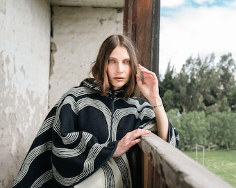 Cape With Hood, Black and White