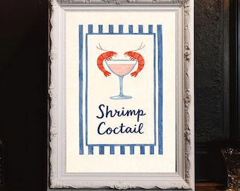 Shrimp Cocktail Coastal Wall Art Poster Printed